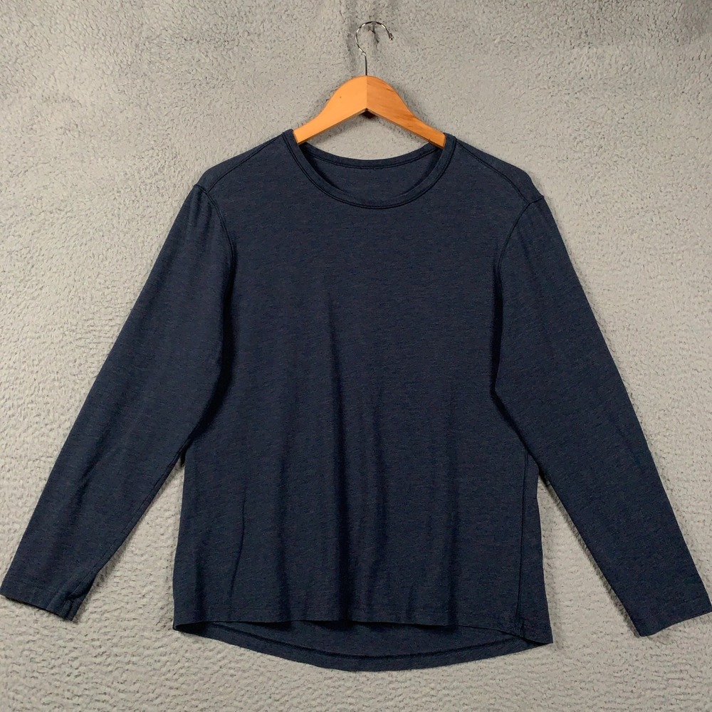 Lululemon 5 Year Basic Long Sleeve Shirt Mens Medium M Navy Blue Heather Crew